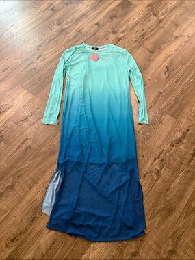 lala. Ombre Maxi Dress in Aqua to Navy